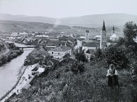 Hron, mestská veža, evanjelický a rímskokatolícky kostol, Brezno (1907)