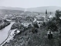 Hron, mestská veža, evanjelický a rímskokatolícky kostol, Brezno (1907)