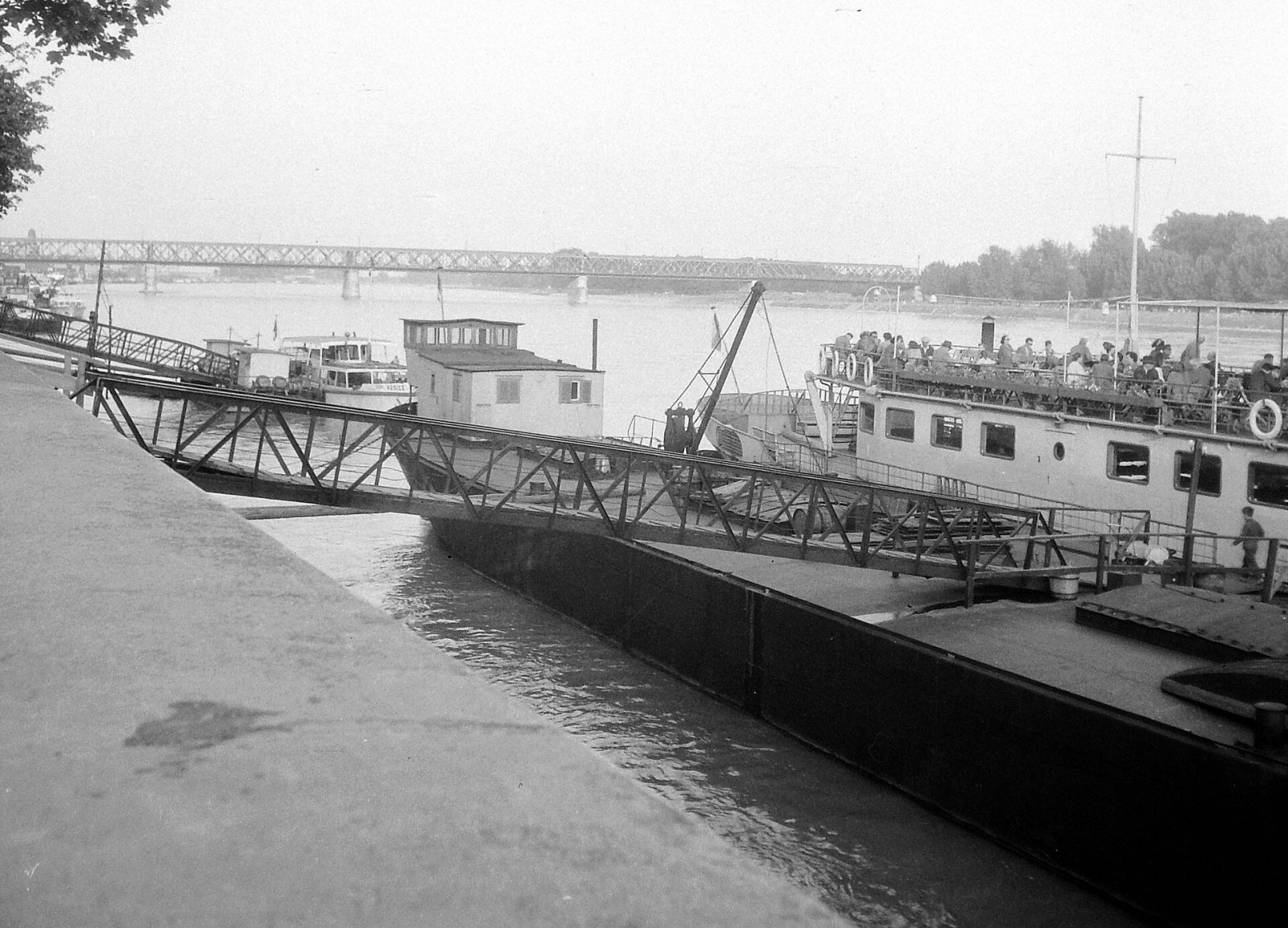 Prístav so železničným mostom v pozadí, Bratislava (1958)